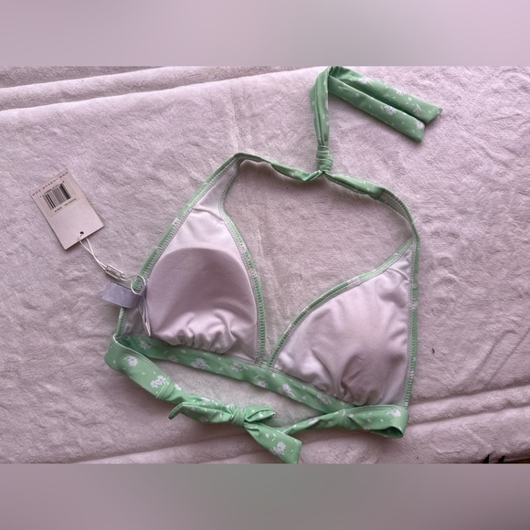 INGER BIKINI TOP GREEN And White Floral Tie size M Summer Pool Beach - Picture 3 of 9